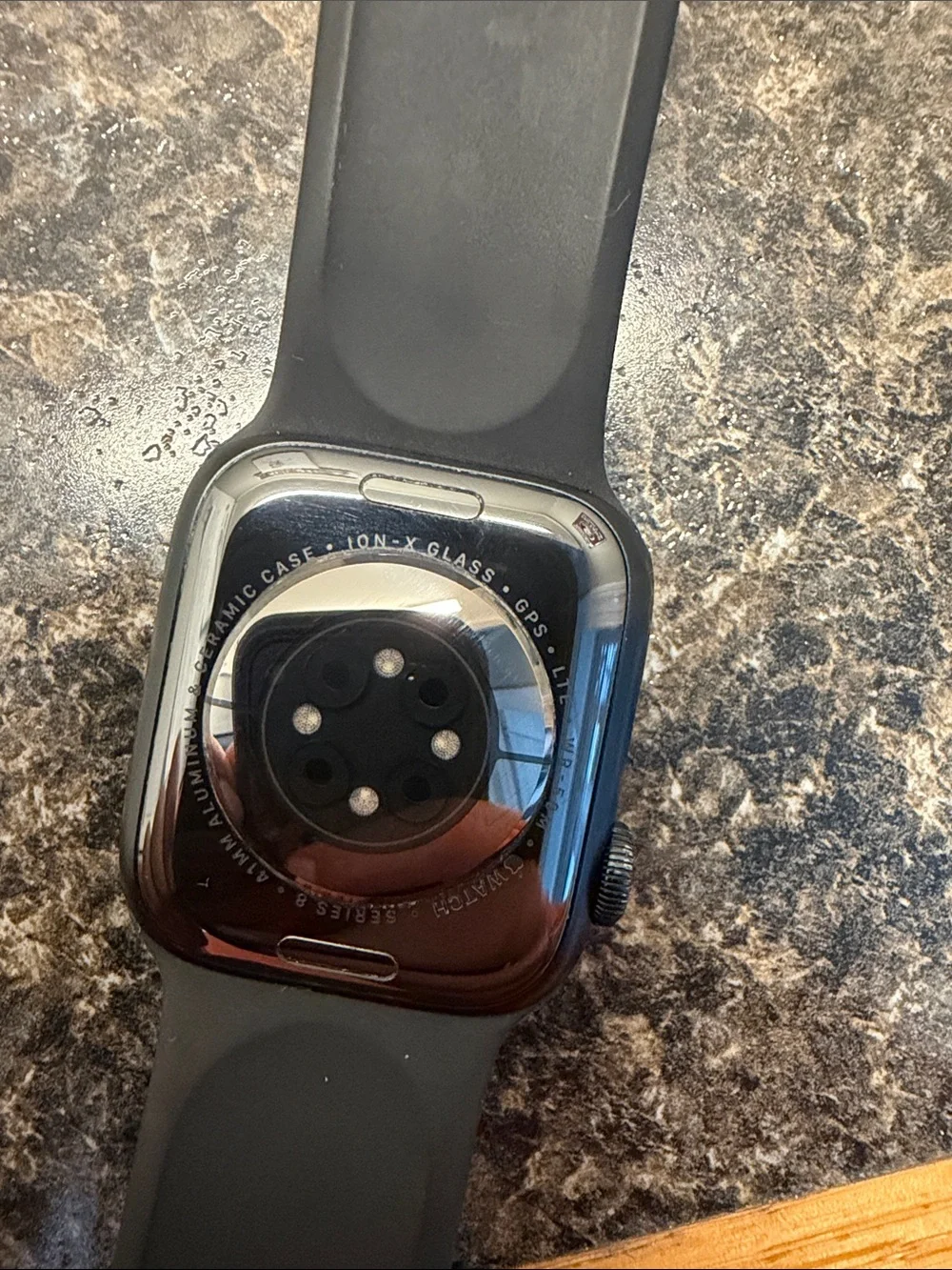 Apple Watch Series 8, Black, 41mm, GPS Smartwatch with Black Silicone Band